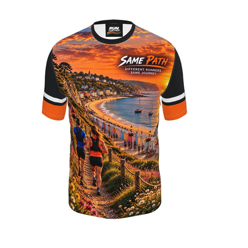 RUN FURTHER SAME PATH LAST LIGHT coastal performance running T-shirt — view 1